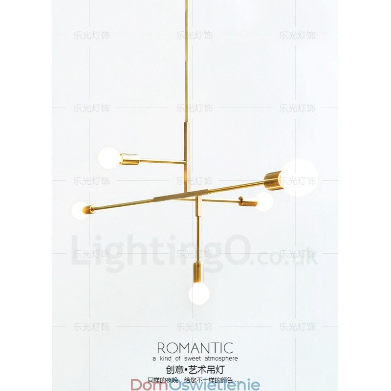 Nowoczesna współczesna lampa żyrandolowa z miedzi z 5 światłami