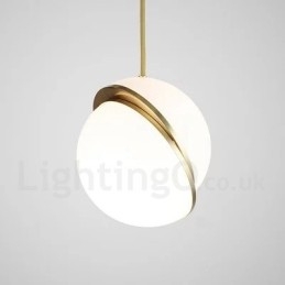 Nowoczesna, współczesna lampa wisząca z miedzi z kloszem szklanym
