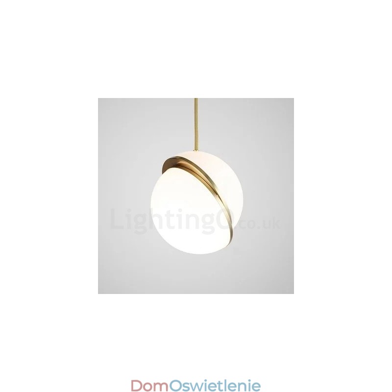Nowoczesna, współczesna lampa wisząca z miedzi z kloszem szklanym