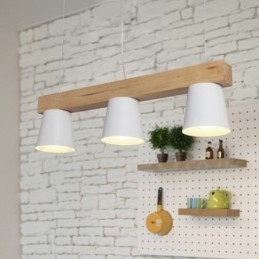 3-punktowa nowoczesna współczesna lampa wisząca z drewna