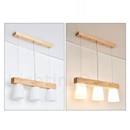 3-punktowa nowoczesna współczesna lampa wisząca z drewna