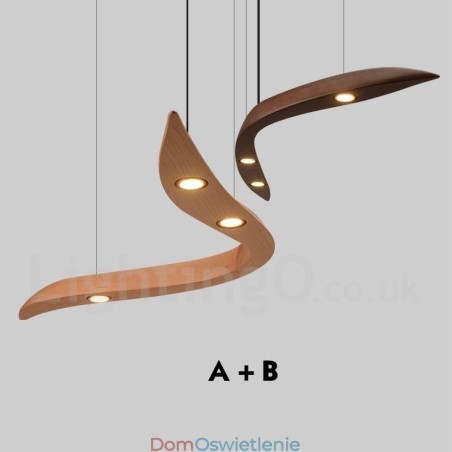 Nowoczesna współczesna lampa wisząca z drewna z 3 światłami Nowoczesna współczesna lampa wisząca z drewna z 3 światłami