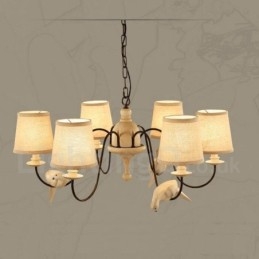 6-punktowa rustykalna lampa wisząca w stylu vintage