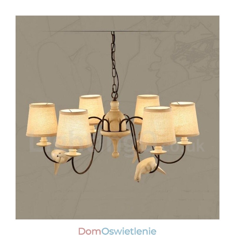 6-punktowa rustykalna lampa wisząca w stylu vintage