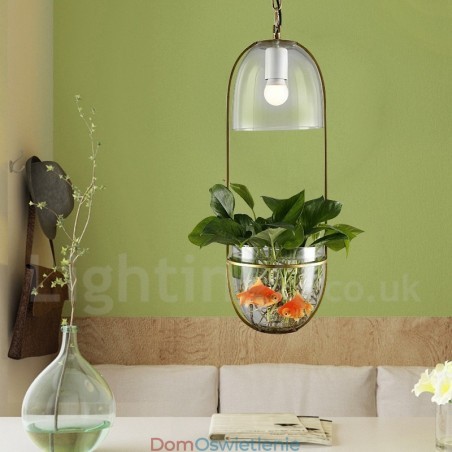 Rustykalna lampa wisząca metalowa ze szkła