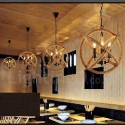 Wisząca lampa w stylu vintage z 3 światłami z konopi