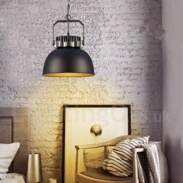 Czarna lampa wisząca z metalu w stylu vintage