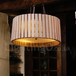 Nowoczesna współczesna lampa wisząca z bębnem drewnianym