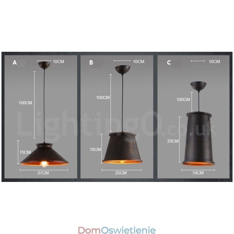 Retro Vintage 1 Lekka metalowa lampa wisząca