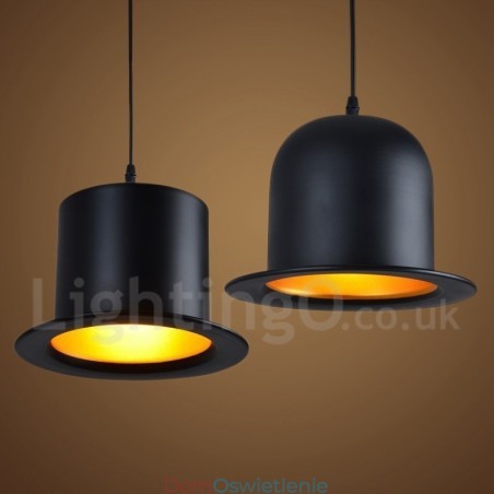 Czarny metalowy kapelusz w kształcie 1 światła retro vintage lampa wisząca Czarny metalowy kapelusz w kształcie 1 światła retro vintage lampa wisząca