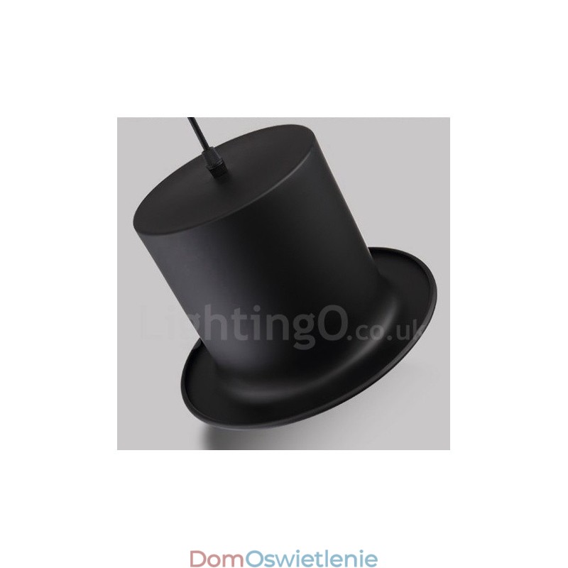 Czarny metalowy kapelusz w kształcie 1 światła retro vintage lampa wisząca