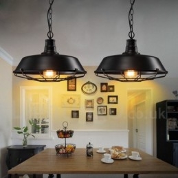 Retro Vintage Czarna metalowa lampa wisząca