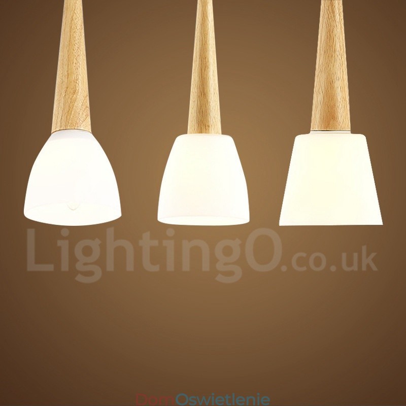 Rustykalna lampa wisząca drewniana Lodge z kloszem szklanym