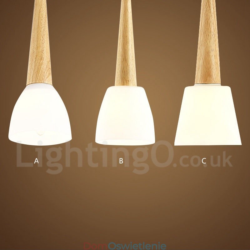 Rustykalna lampa wisząca drewniana Lodge z kloszem szklanym