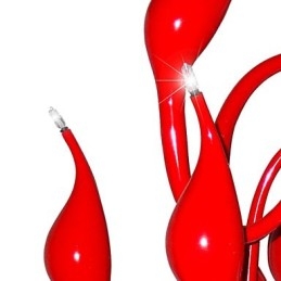 Nowoczesny żyrandol 18 świateł G4 czerwony malowany