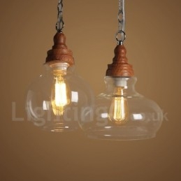 Lampa wisząca retro vintage z kloszem szklanym