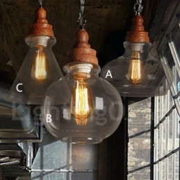 Lampa wisząca retro vintage z kloszem szklanym