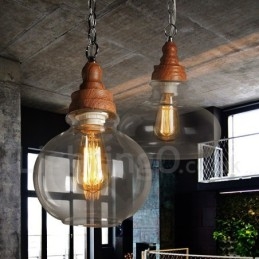 Lampa wisząca retro vintage z kloszem szklanym