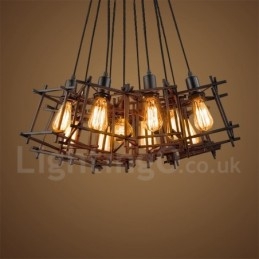 Lampa wisząca z metalu w stylu retro vintage (wiele kloszy, z jednym zamontowanym na stałe) (Proszę wybrać ilość kloszy poniżej)
