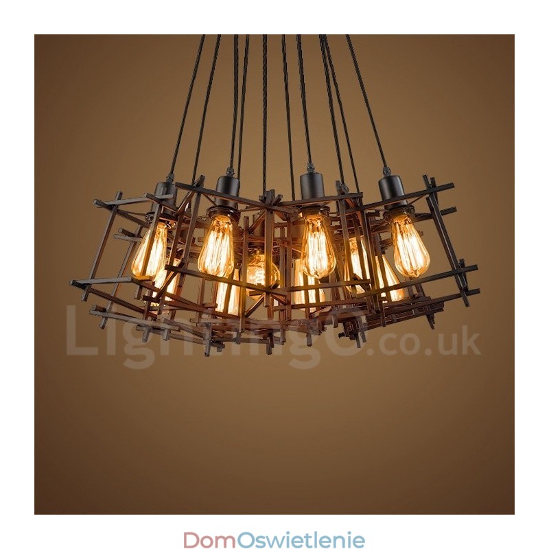 Lampa wisząca z metalu w stylu retro vintage (wiele kloszy, z jednym zamontowanym na stałe) (Proszę wybrać ilość kloszy poniżej)