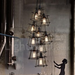 Lampa wisząca z metalu w stylu retro vintage (wiele kloszy, z jednym zamontowanym na stałe) (Proszę wybrać ilość kloszy poniżej)