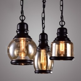 Lampa wisząca retro vintage z kloszem szklanym