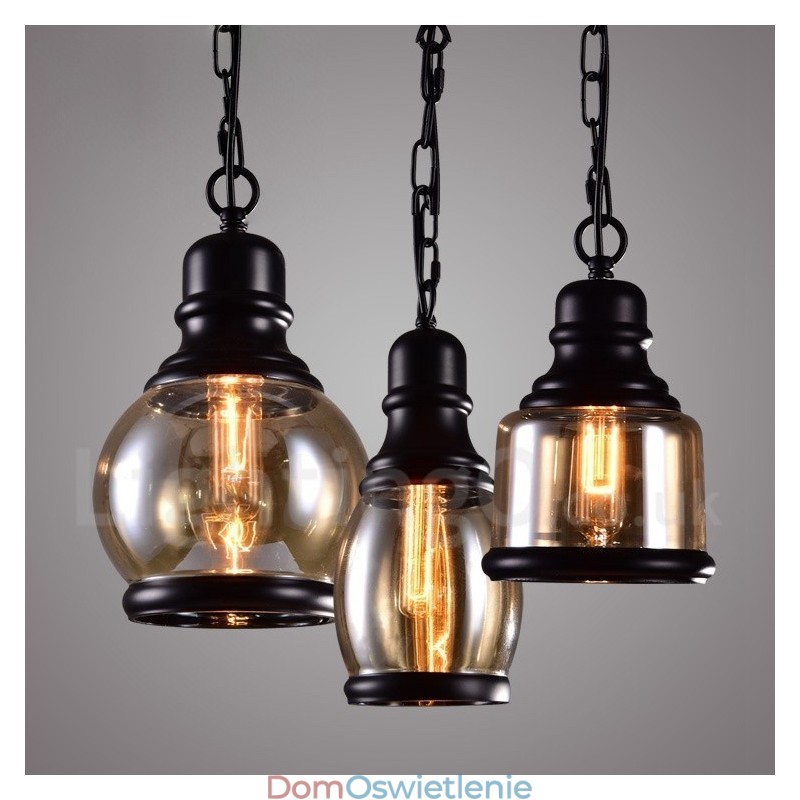 Lampa wisząca retro vintage z kloszem szklanym