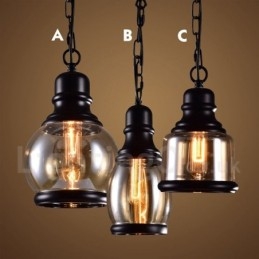 Lampa wisząca retro vintage z kloszem szklanym