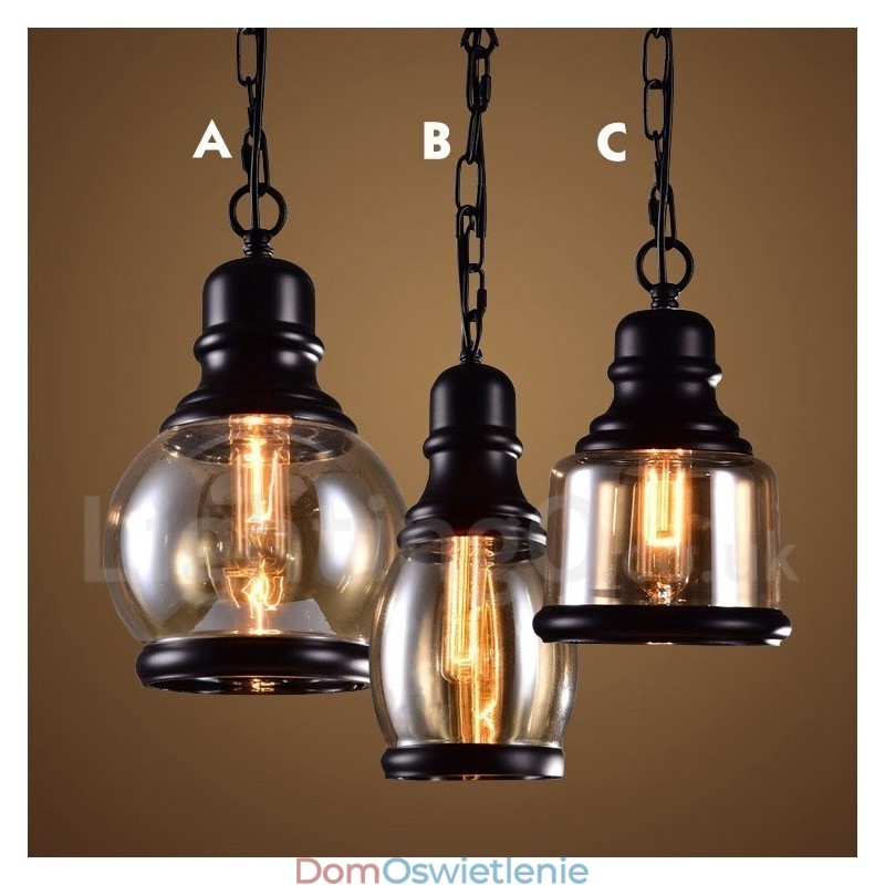 Lampa wisząca retro vintage z kloszem szklanym