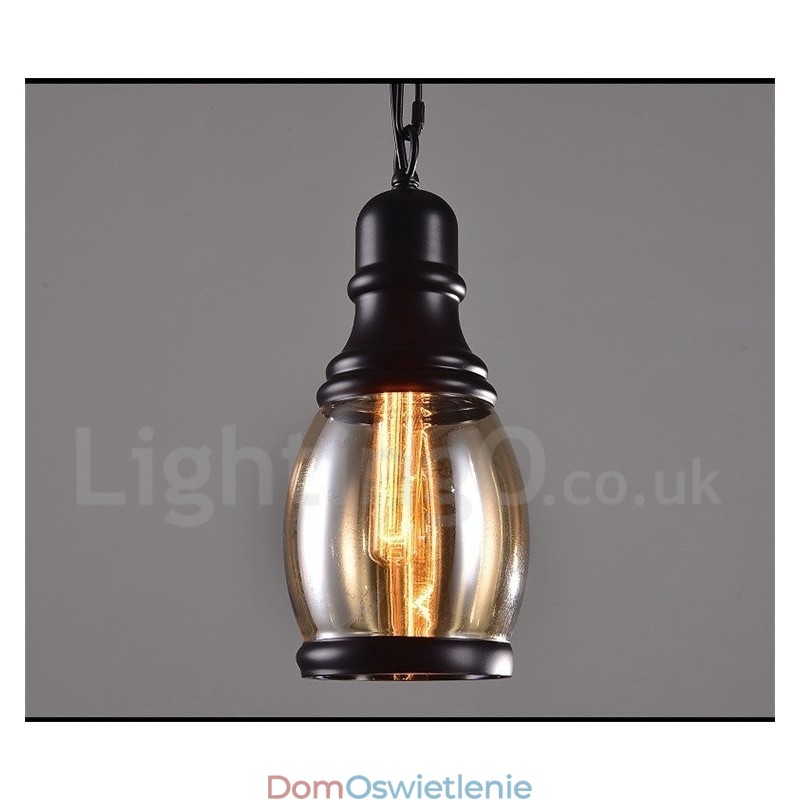 Lampa wisząca retro vintage z kloszem szklanym