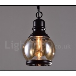 Lampa wisząca retro vintage z kloszem szklanym