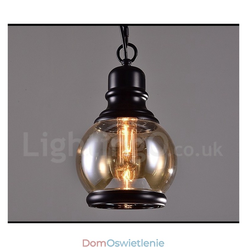 Lampa wisząca retro vintage z kloszem szklanym