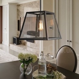 Lampa wisząca z metalu w stylu vintage z kloszem szklanym