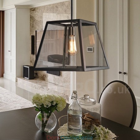 Lampa wisząca z metalu w stylu vintage z kloszem szklanym Lampa wisząca z metalu w stylu vintage z kloszem szklanym