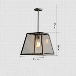 Lampa wisząca z metalu w stylu vintage z kloszem szklanym