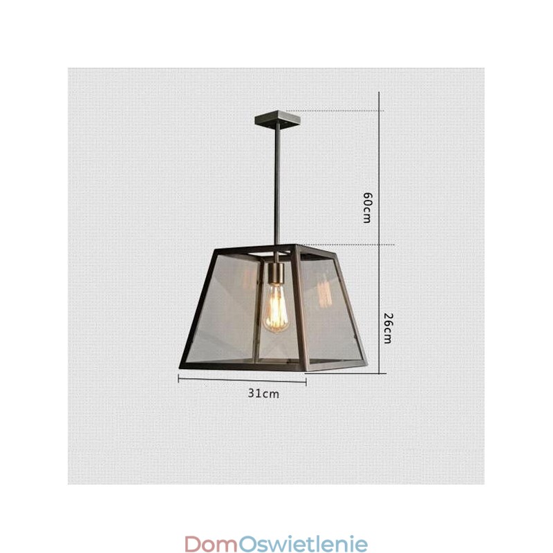 Lampa wisząca z metalu w stylu vintage z kloszem szklanym