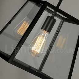 Lampa wisząca z metalu w stylu vintage z kloszem szklanym