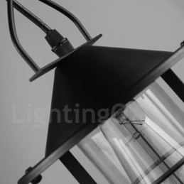 Lampa wisząca z metalu w stylu vintage z kloszem szklanym