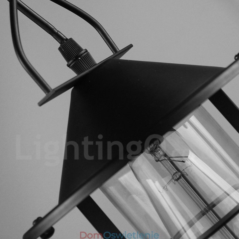 Lampa wisząca z metalu w stylu vintage z kloszem szklanym