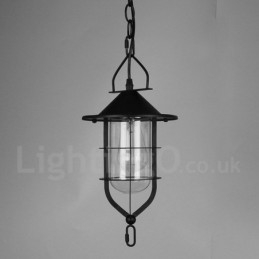 Lampa wisząca z metalu w stylu vintage z kloszem szklanym