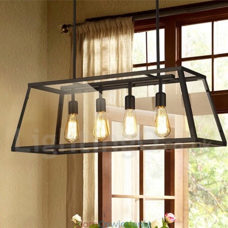 Rustykalna lampa wisząca z metalu w stylu vintage Lodge z kloszem szklanym Rustykalna lampa wisząca z metalu w stylu vintage Lodge z kloszem szklanym