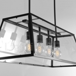 Rustykalna lampa wisząca z metalu w stylu vintage Lodge z kloszem szklanym