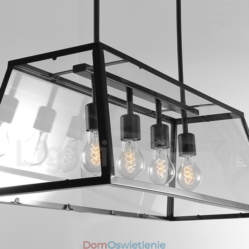 Rustykalna lampa wisząca z metalu w stylu vintage Lodge z kloszem szklanym