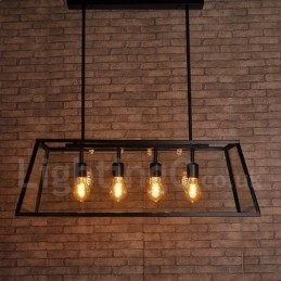 Rustykalna lampa wisząca z metalu w stylu vintage Lodge z kloszem szklanym