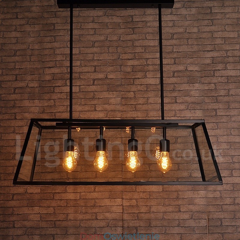 Rustykalna lampa wisząca z metalu w stylu vintage Lodge z kloszem szklanym
