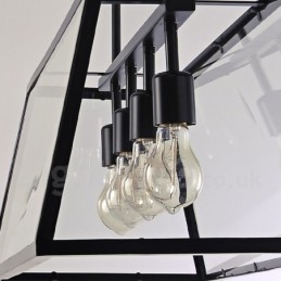 Rustykalna lampa wisząca z metalu w stylu vintage Lodge z kloszem szklanym