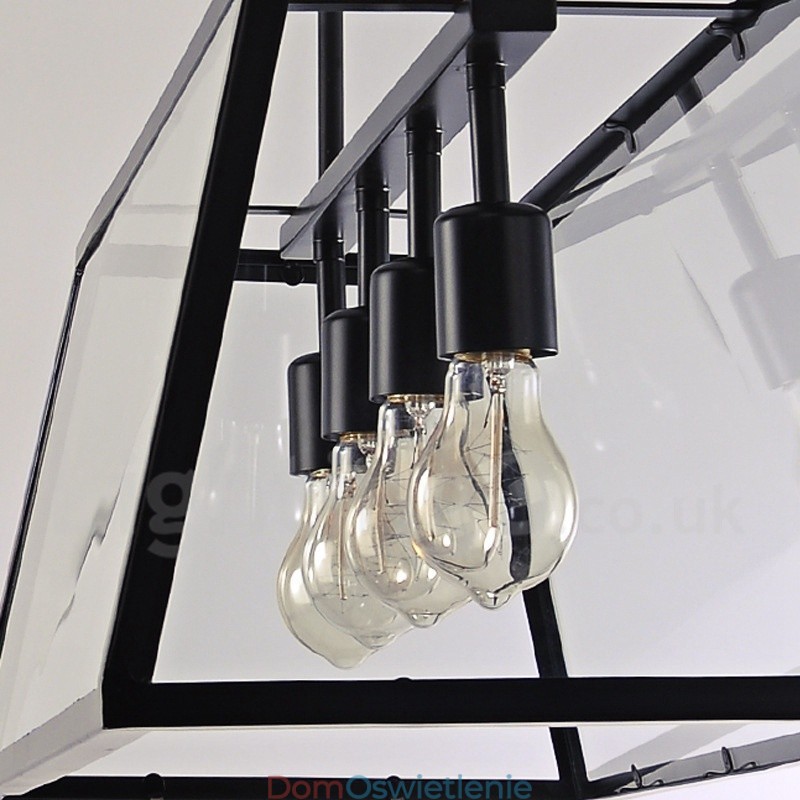 Rustykalna lampa wisząca z metalu w stylu vintage Lodge z kloszem szklanym