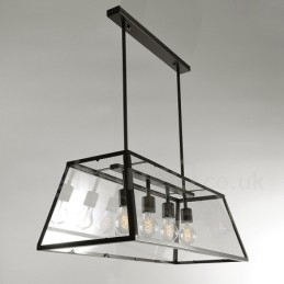 Rustykalna lampa wisząca z metalu w stylu vintage Lodge z kloszem szklanym