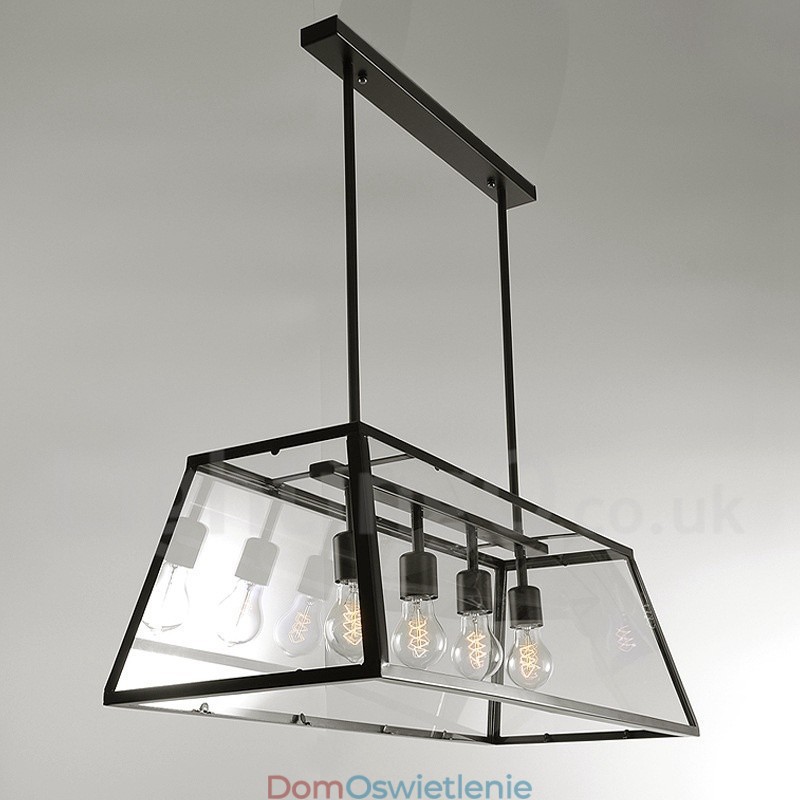 Rustykalna lampa wisząca z metalu w stylu vintage Lodge z kloszem szklanym