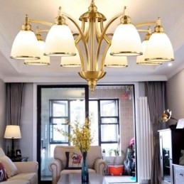 8-punktowy, rustykalny, zintegrowany, miedziany żyrandol z metalu